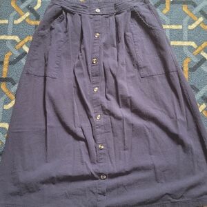 Women's Navy Button-Front Skirt
